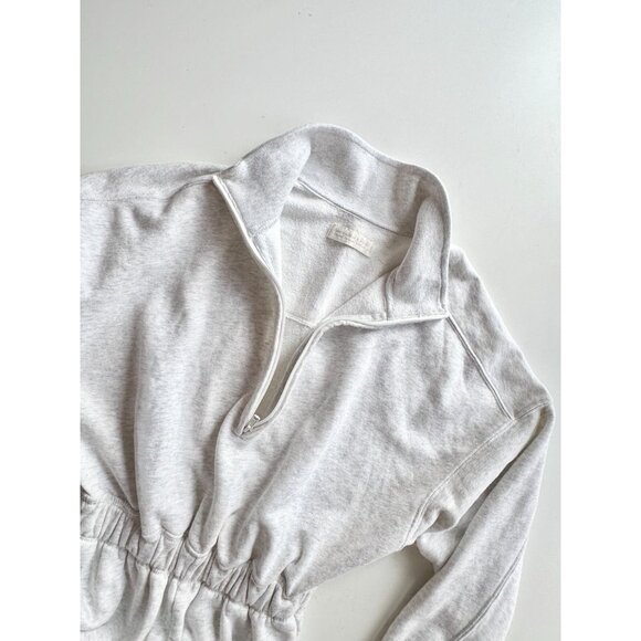 ABERCROMBIE & FITCH Light Heather Grey Cotton Fleece Collared Romper, Size XS - Picture 7 of 13